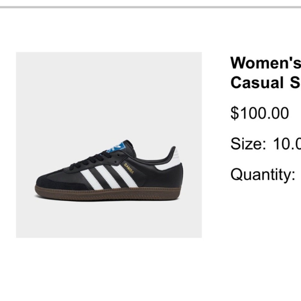 Adidas Women's Sambas - Black and White Sneakers